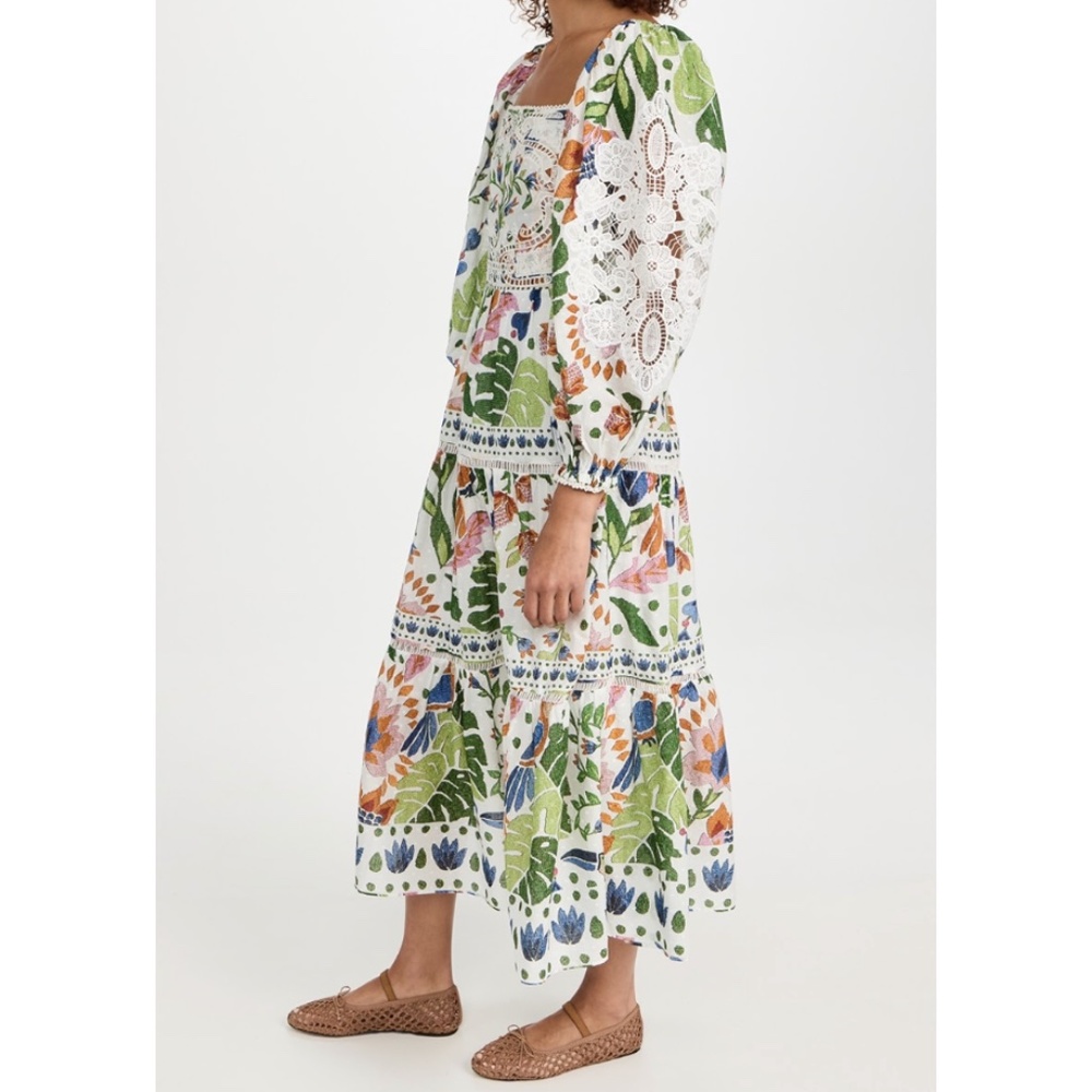 FARM Rio Summer Garden Embroidered Midi | Sz M - Picture 4 of 9